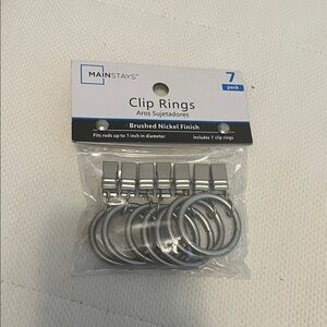 Mainstays Brushed Nickel Clip Rings - 7 Pack